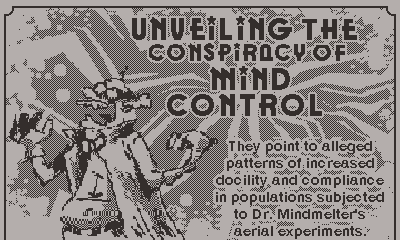 In-game animated image of Dr. Mindmelter subjugating game developers to conformity